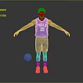 Basketball Player in Blue Philadelphia Jersey Number 21 Standing with Arms Outstretched and Basketball