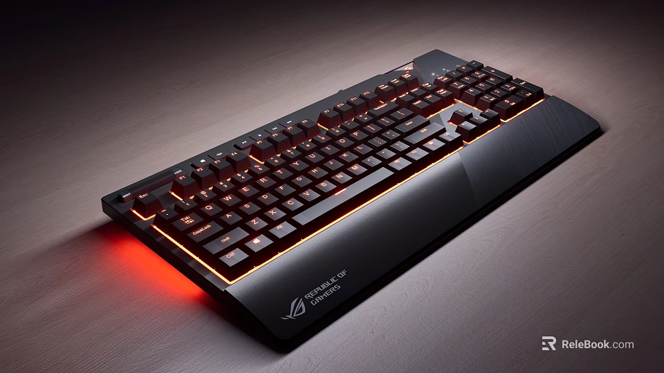 ASUS ROG STRIX Gaming Keyboard With Black Design And Red Backlit Illuminated Keys 3d model 