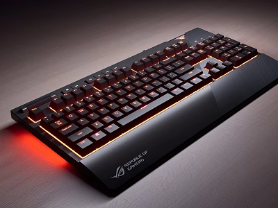 ASUS ROG STRIX Gaming Keyboard With Black Design And Red Backlit Illuminated Keys 3d model