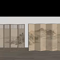 New Chinese Screen New Chinese Screen Partition Foldable Screen 3d model