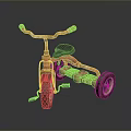 Vintage Red Rusty Tricycle With Old Style Design Black Seat And Three Wheels
