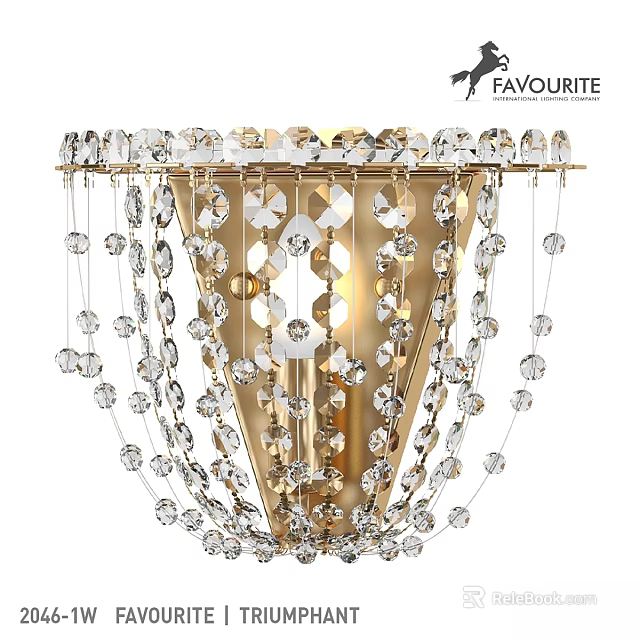 Elegant Crystal Wall Lamp With Gold Base And Hanging Crystal Decorations 3d model 