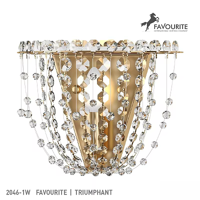 Elegant Crystal Wall Lamp With Gold Base And Hanging Crystal Decorations 3d model