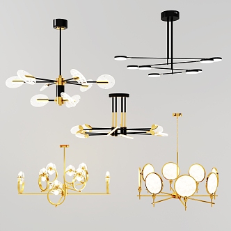 Multi-head chandelier 3d model