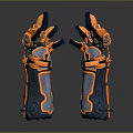 Orange And Blue Mechanical Design Sport Gloves With Unique Pattern And Comfortable Fit