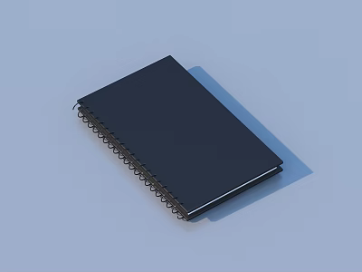 Stylish Black Spiral Notebook for Daily Use on Light Blue Background 3d model