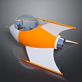Futuristic Orange And White Spacecraft With Transparent Cockpit And Sleek Wings