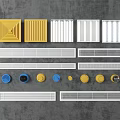 Various Air Conditioner Vent Types With Square Rectangular Circular Grille Designs In Yellow White Blue 3d model