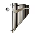 Contemporary Metallic Radiator With Vertical Bars And Sleek Curved Design For Home Interior