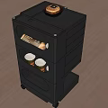 Black Kitchen Storage Trolley With Multiple Shelves Cans Cups And Cake 3d model