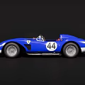 Classic Blue Convertible Race Car With Number 44 And White Accents