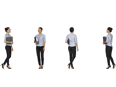 Professional Woman In Business Attire Wearing High Heels Holding Folder From Multiple Angles 3d model