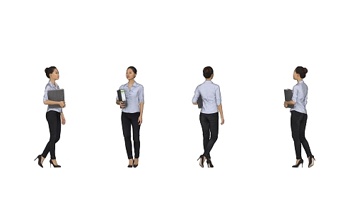 European and American women business office figures temperament beauty standing posture woman 3d model