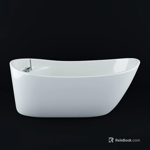 Elegant White Freestanding Bathtub With Modern Curved Design And Sleek Surface 3d model 