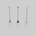 Transparent Glass Globe Pendant Lights With Golden Base And Vintage Bulbs For Home Decor