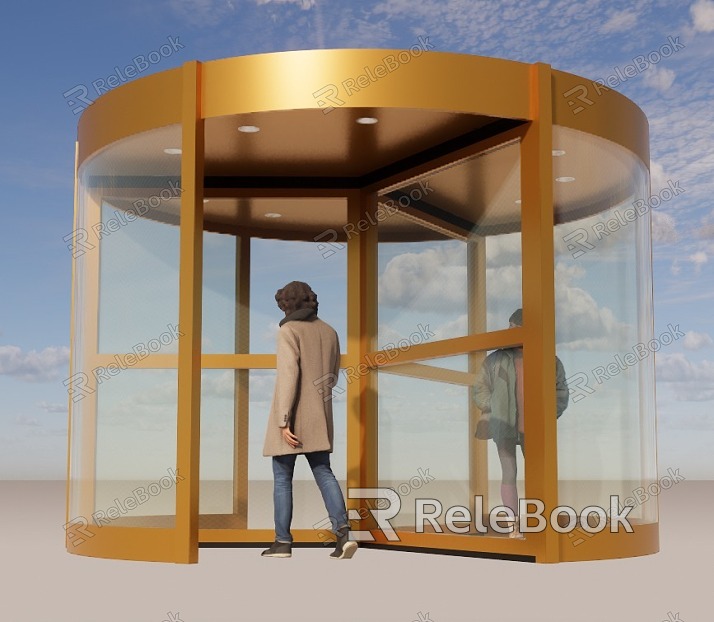 Hotel with revolving door three leaf type public place gate can be interactive model