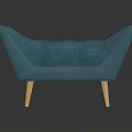 Modern Teal Tufted Lounge Chair With Unique Shape And Wooden Legs