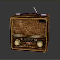 Vintage Electronic Radio Featuring Wooden Case Knobs Dial And Antenna