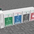 Color Coded Waste Sorting Bins With Different Recycling Category Icons 3d model