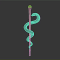 Ornate Bronze Scepter Weapon With Coiled Snake Design And Spherical Top