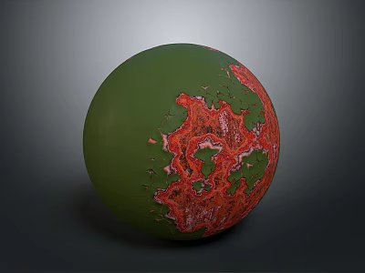 Detailed Organ And Hair Follicle Structure With Red Vascular Textures On Green Surface 3d model