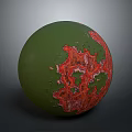 Detailed Organ And Hair Follicle Structure With Red Vascular Textures On Green Surface