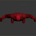 Red Superhero Figure In Full Body Suit With Chest Emblem And Utility Belt Standing Pose