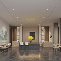 Modern Minimalist Sales Office Interior With Marble Floor Comfortable Seats And Exquisite Wall Decorations