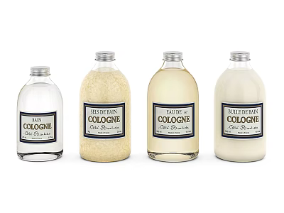 Luxury Cologne Perfume Collection with Four Glass Bottles for Daily Use 3d model