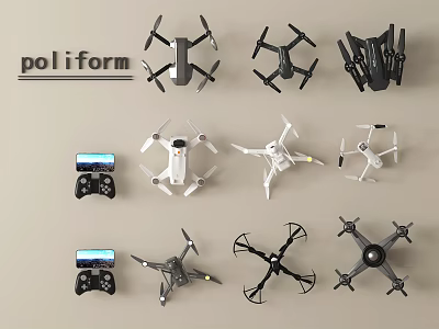 Smart Drone Collection Featuring Multiple Models Controllers And Various Colors 3d model
