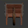 Wooden Wheelbarrow Garden Transport Equipment With Large Wheel And Metal Supports