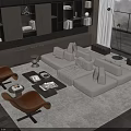 Modern Luxury Sofa and Coffee Table Set With Beige Upholstery Accent Chairs and Area Rug