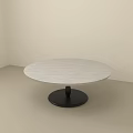Minimalist Round Coffee Table With Smooth Marble Top And Black Base Design 3d model