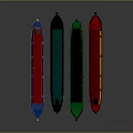 Colorful Narrowboats In Red Blue Green And Yellow Hues Lined Together