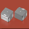 Two Gray Desktop Printers With Control Panel And Modern Office Design Features 3d model