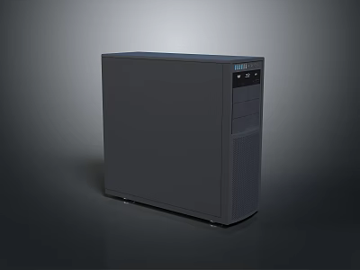Dark Gray Desktop Computer Tower With Sleek Design And Front Panel Ports 3d model