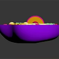 Purple Cell Model Showing Organelles And Hair Like Structures With Nucleus Mitochondria