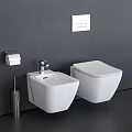 Modern Wall Mounted Toilet with Sink and Toilet Paper Holder