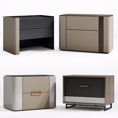 Modern Bedside Tables With Sleek Design Different Color Finishes And Storage Drawers 3d model
