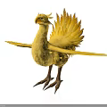 Yellow Mythical Bird With Fluffy Feathers Sharp Claws And Outstretched Wings
