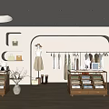 Modern Clothing Store Interior With Hanging Clothes Mannequins Shelves And Recessed Lighting
