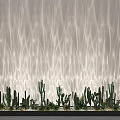 Decorative Lights Creating Wavy Illuminated Patterns On Wall With Cacti Plants At Base 3d model