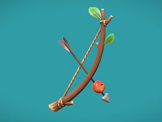 Bow and arrow cartoon bow and arrow archery 3d model