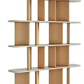 Modern Wooden Bookcase With Multiple Open Shelves And Storage Compartments 3d model