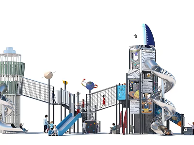 Innovative Garden Play Structures Featuring Slides Climbing Towers Lighthouse Designs And Kids Activity Spaces 3d model