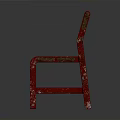 Vintage Red Wooden Bench With Distressed Frame And Brown Seat Backrest
