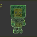 Cartoon Style Block Character With Square Blue Head Yellow Face Sad Expression And Blue Limbs