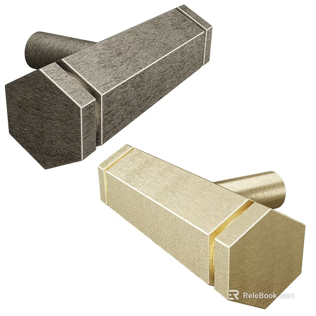 Modern Gray and Gold Metal Door Handles With Sleek Minimalist Design For Home Interior 3d model 