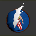Decorative Surfing Figurine Featuring Blue Wave Blonde Surfer Red White Striped Board And Brown Base