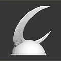 Ancient Warrior Silver Weapon Helmet With Crescent Shaped Horns And Textured Surface 3d model